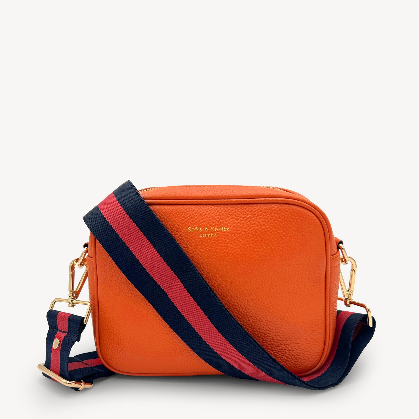 Correa de rayas azul marino y rojas — estilo audaz y clásico a rayas