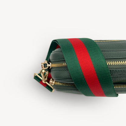 Correa de rayas verdes y rojas vibrante - Accesorio audaz y llamativo