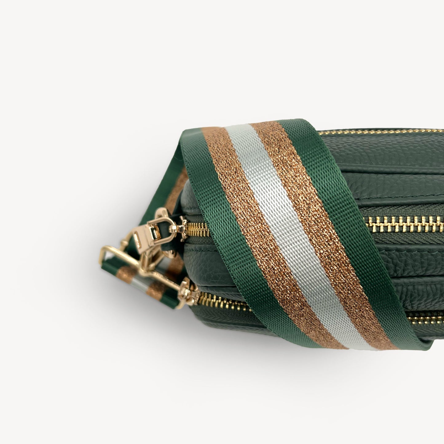 Correa con franja de purpurina verde y dorada - Accesorio brillante para cualquier conjunto