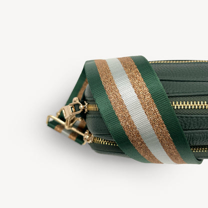 Correa con franja de purpurina verde y dorada - Accesorio brillante para cualquier conjunto