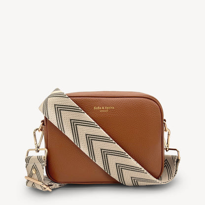 Correa de flecha en verde oliva y piedra — Boho-Chic, accesorio llamativo