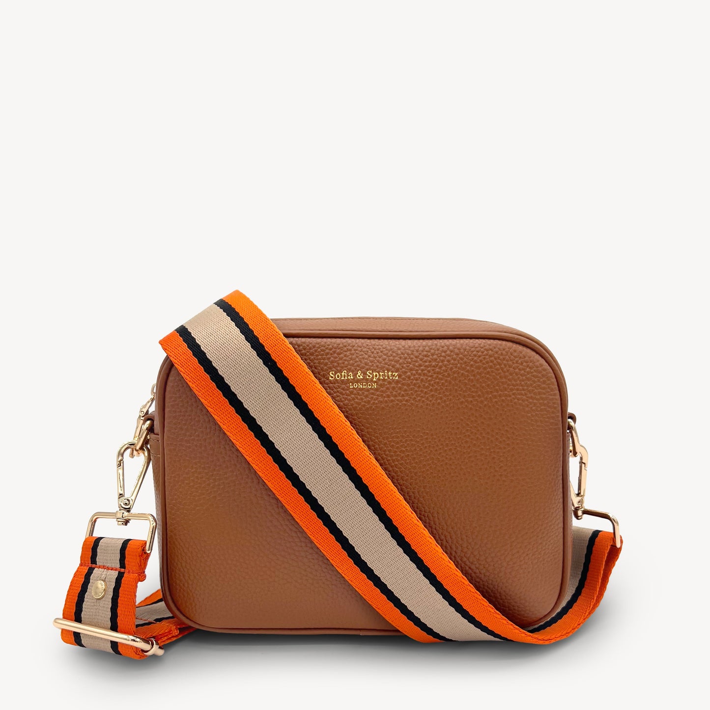 Correa a rayas naranja, beige y negro