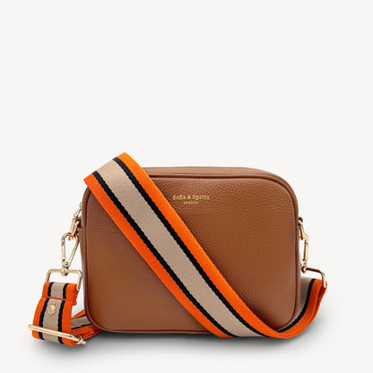 Correa a rayas naranja, beige y negro