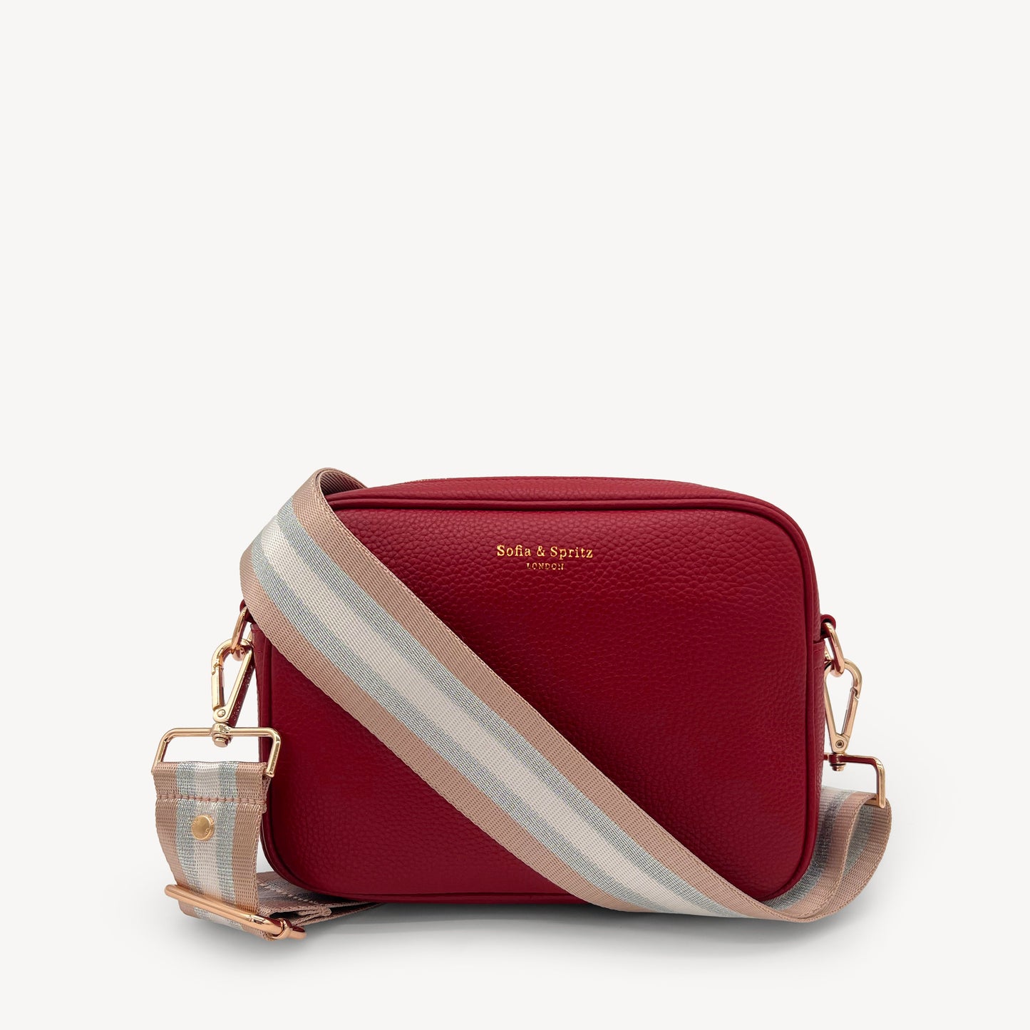 Correa a rayas champán y plata — accesorio lujoso y elegante