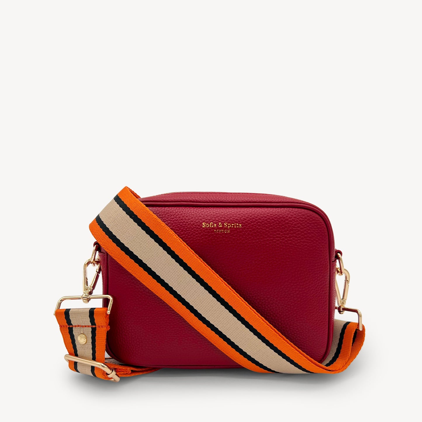 Correa a rayas naranja, beige y negro
