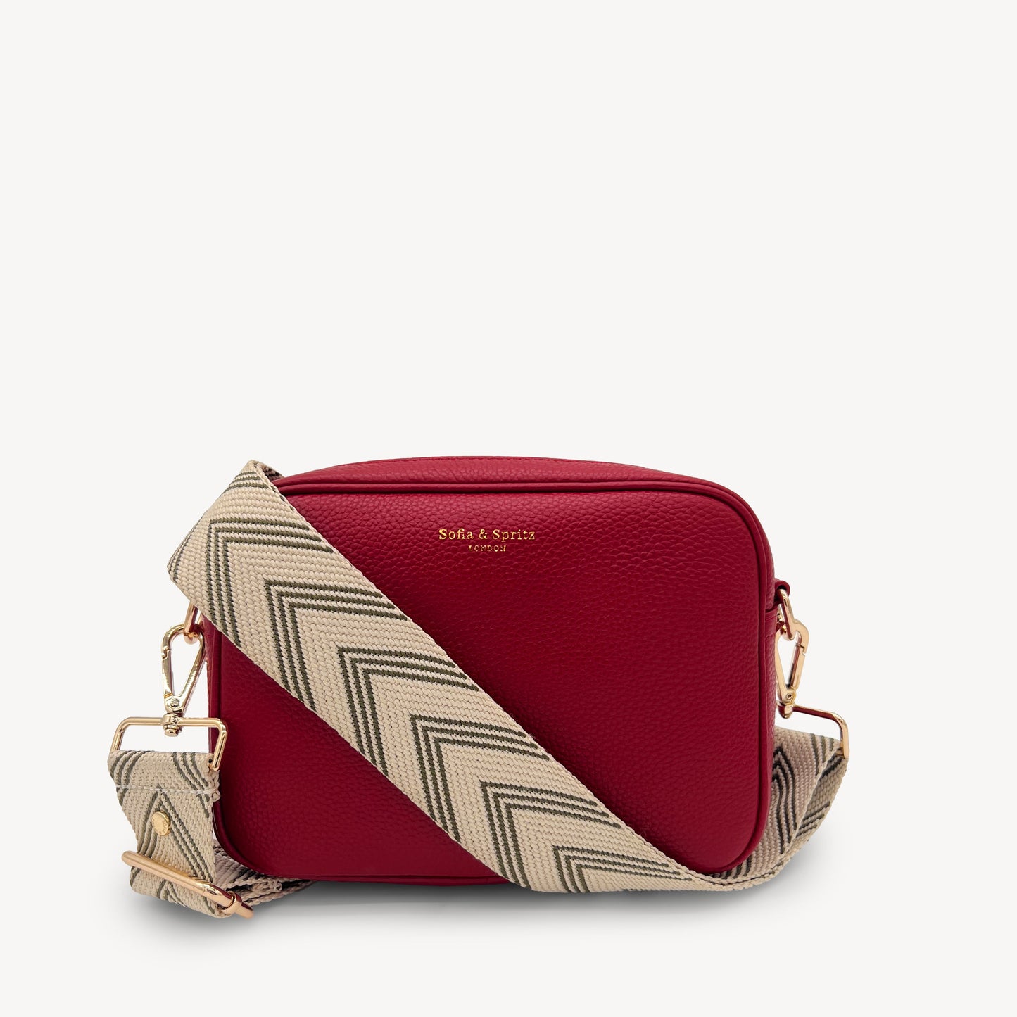 Correa de flecha en verde oliva y piedra — Boho-Chic, accesorio llamativo
