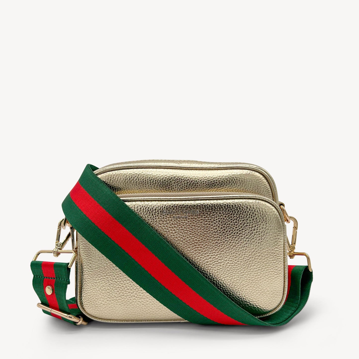 Correa de rayas verdes y rojas vibrante - Accesorio audaz y llamativo