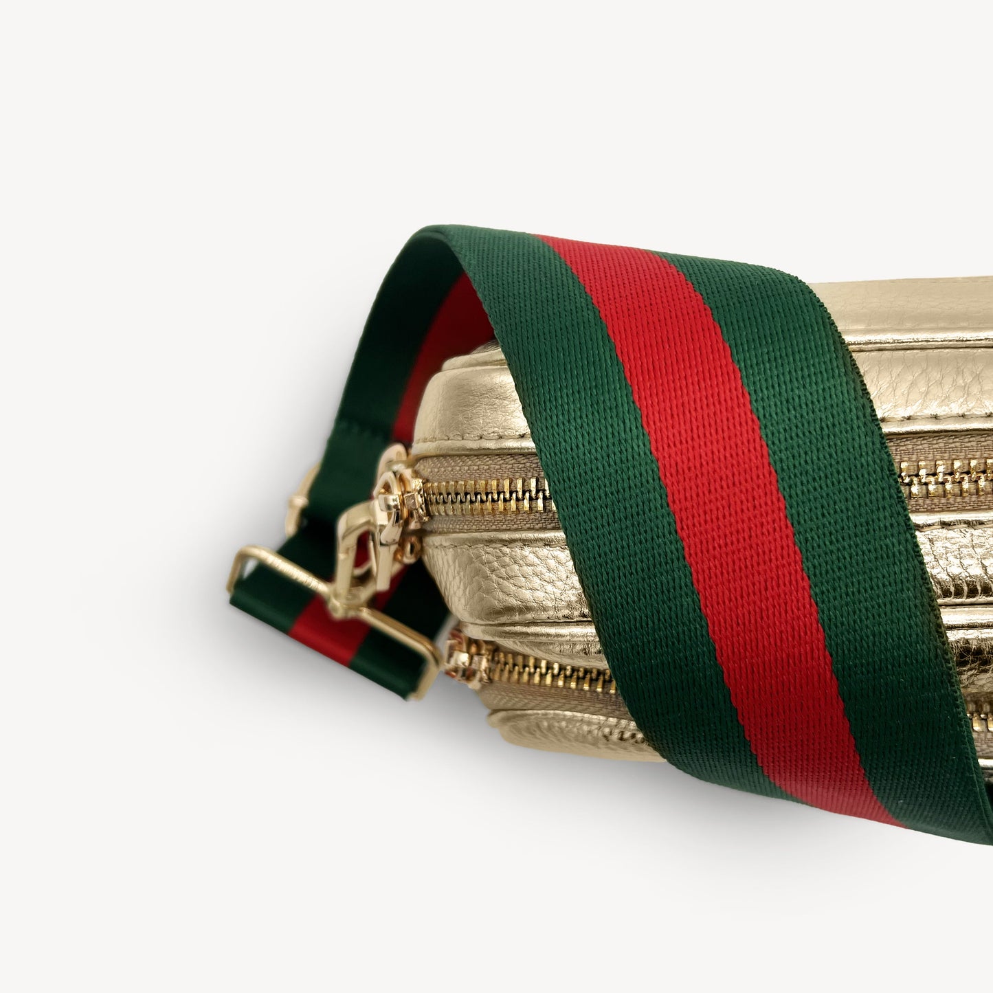 Correa de rayas verdes y rojas vibrante - Accesorio audaz y llamativo