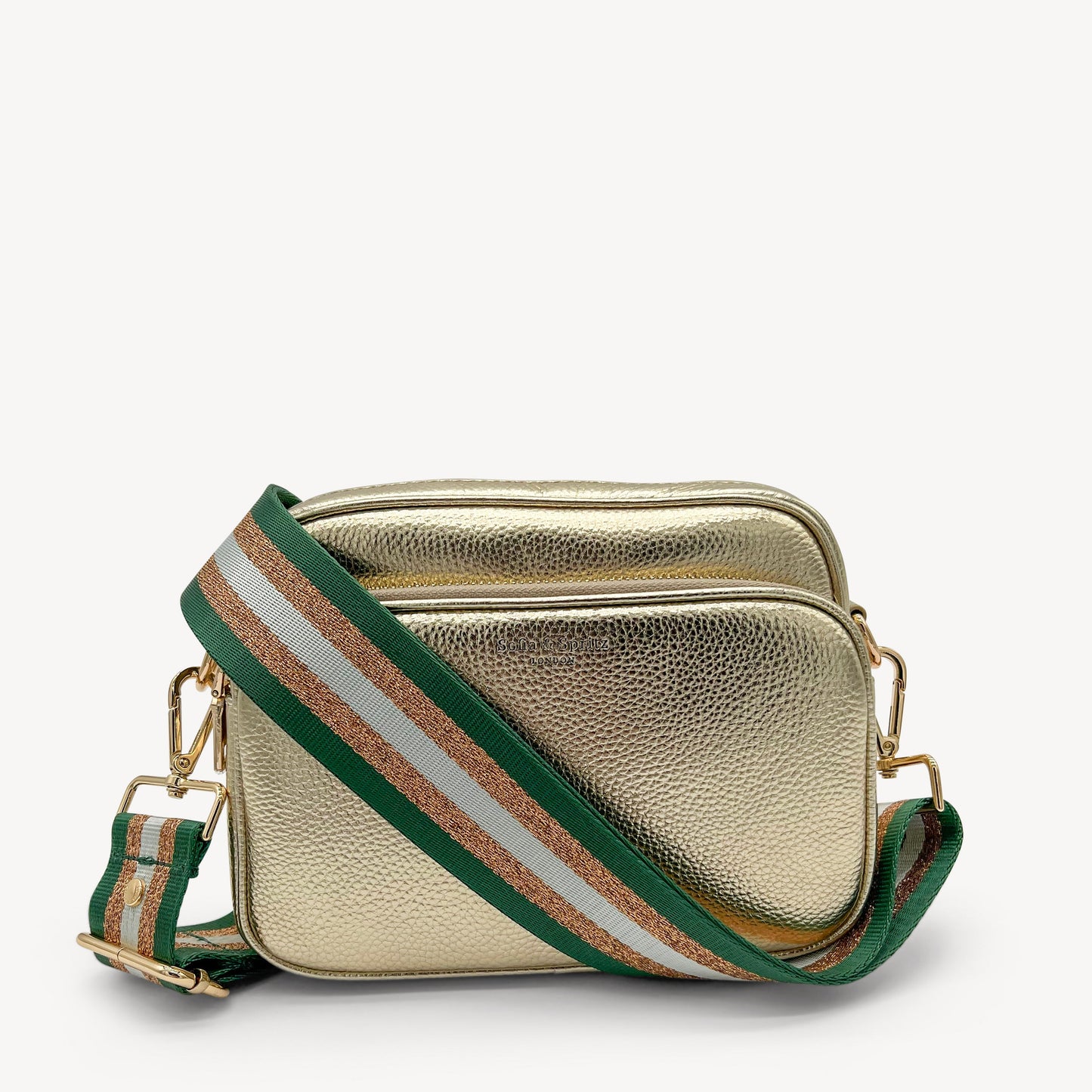Correa con franja de purpurina verde y dorada - Accesorio brillante para cualquier conjunto