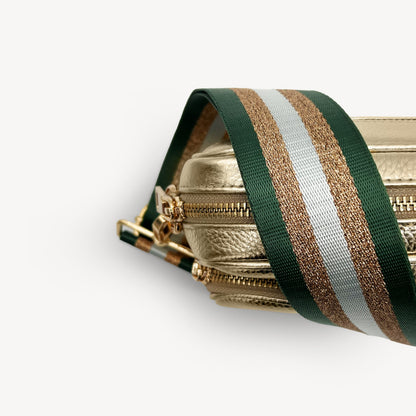 Correa con franja de purpurina verde y dorada - Accesorio brillante para cualquier conjunto