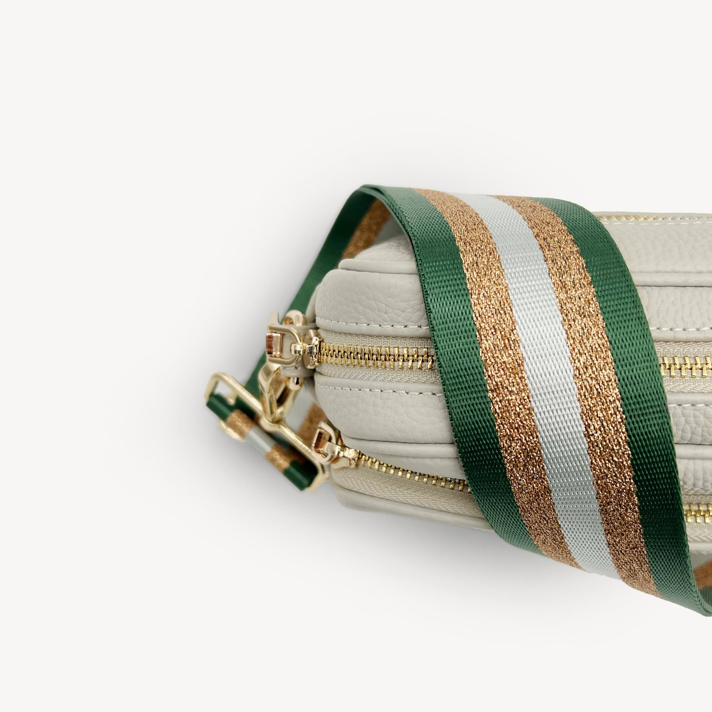 Correa con franja de purpurina verde y dorada - Accesorio brillante para cualquier conjunto