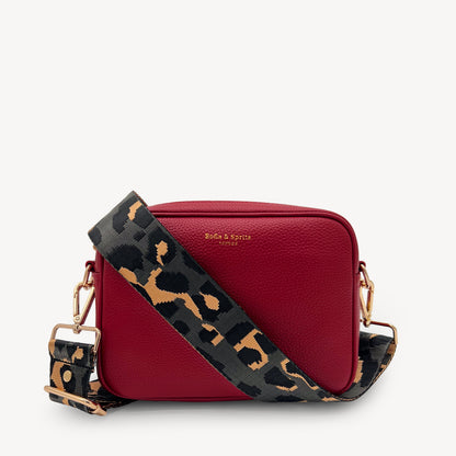 Correa con estampado de leopardo gris y dorado