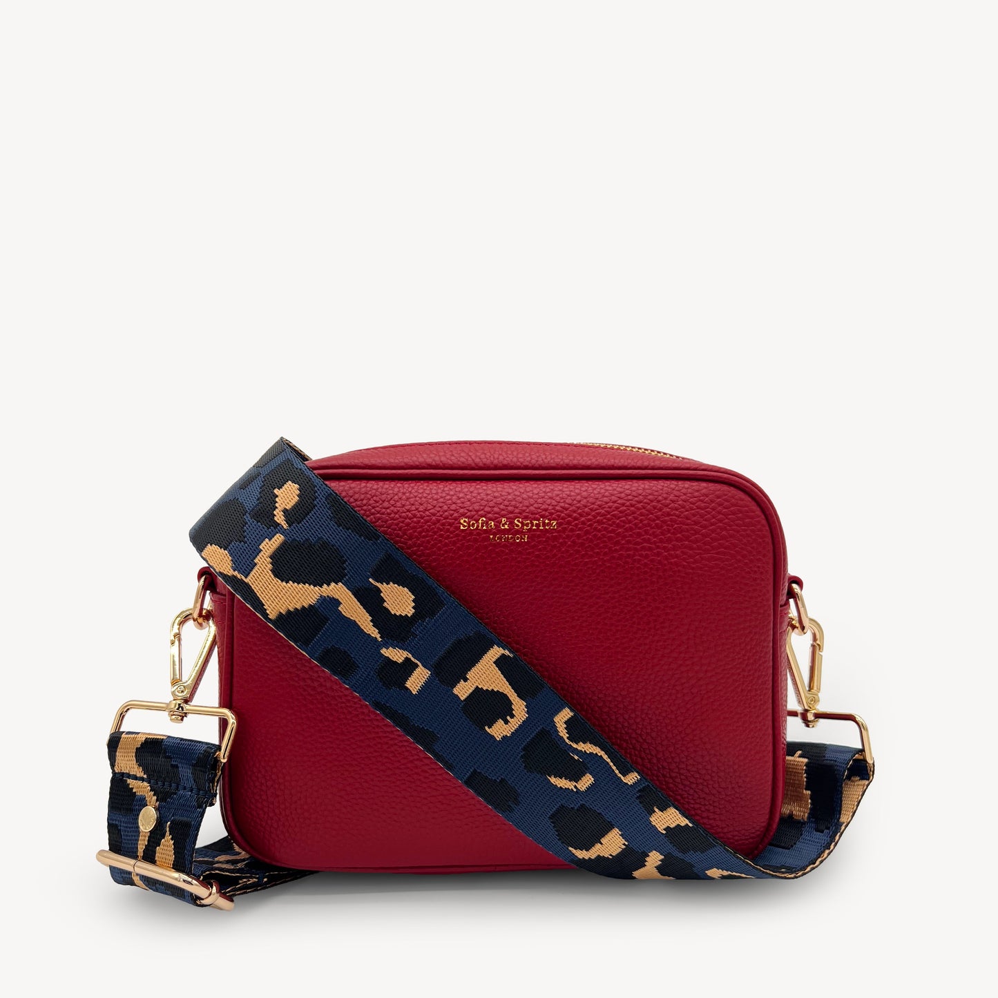 Correa de leopardo azul marino y dorado - Banda elegante con estampado de leopardo
