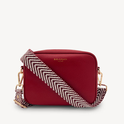 Correa de color burdeos y blanco con patrón en zigzag - Accesorio chic y moderno