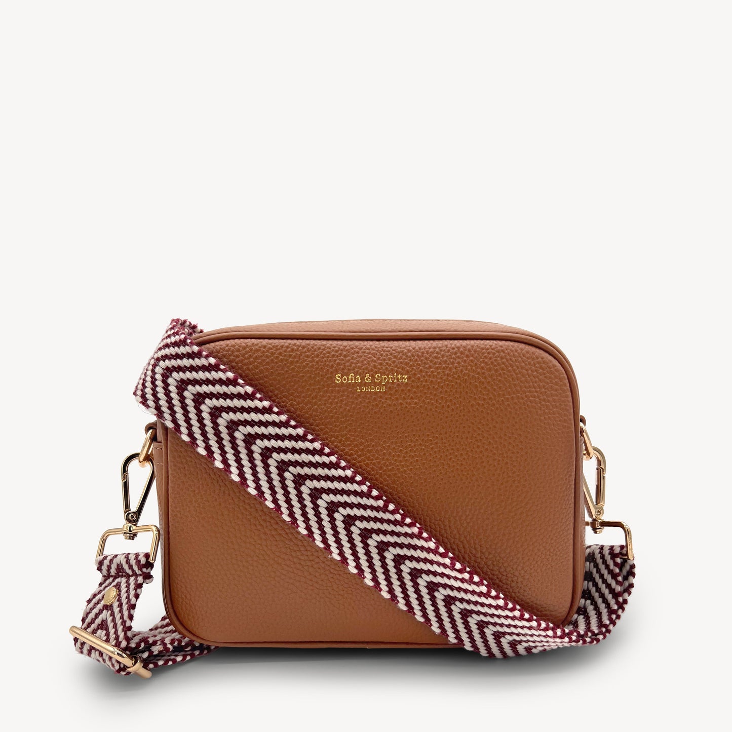 Correa de color burdeos y blanco con patrón en zigzag - Accesorio chic y moderno