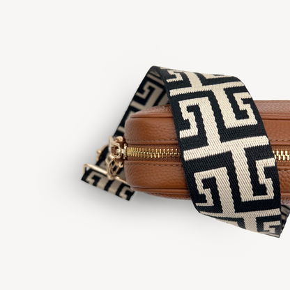 Correa griega en negro y piedra - Estilo elegante y audaz