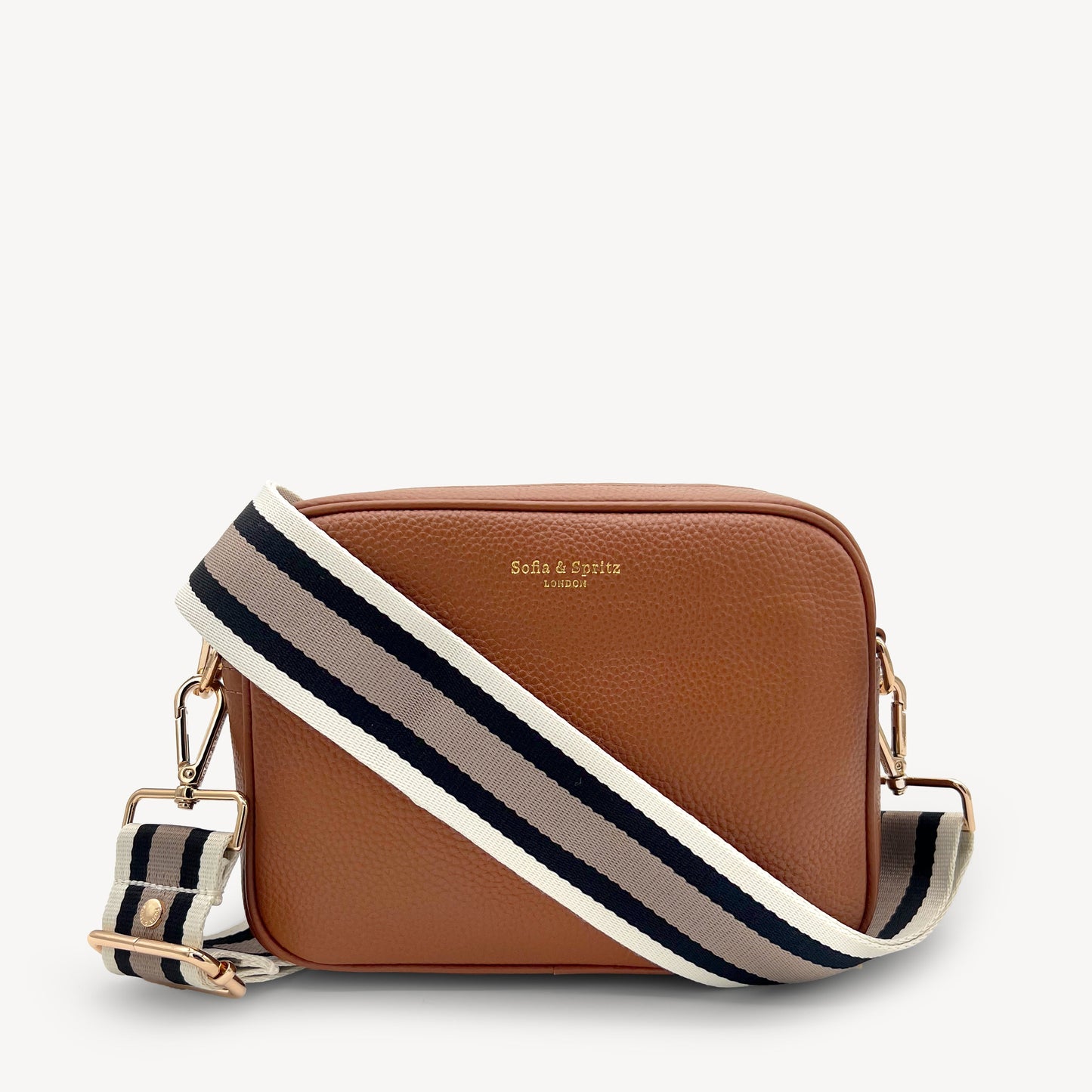 Correa a rayas en negro, piedra y beige - Elegante, versátil y duradera