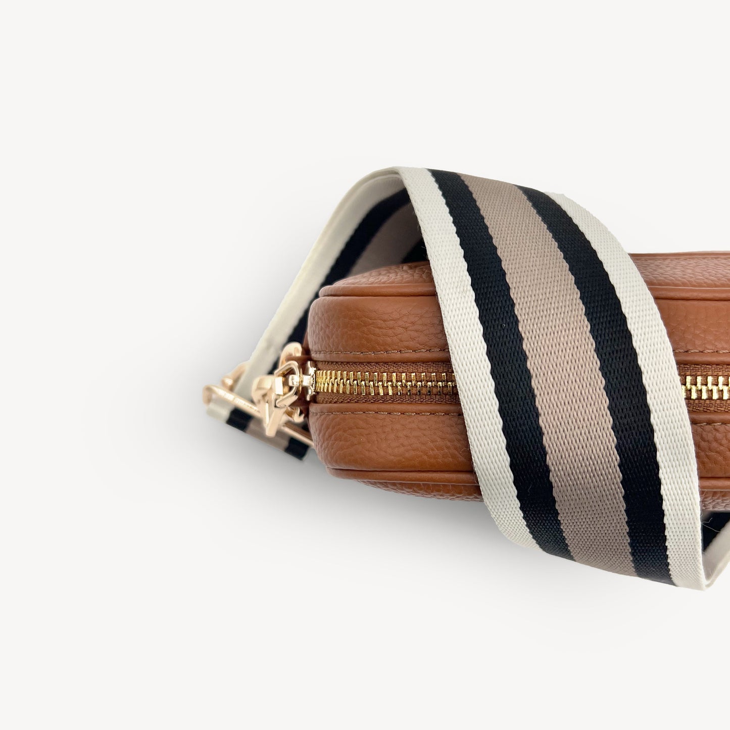 Correa a rayas en negro, piedra y beige - Elegante, versátil y duradera