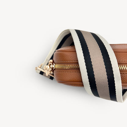 Correa a rayas en negro, piedra y beige - Elegante, versátil y duradera