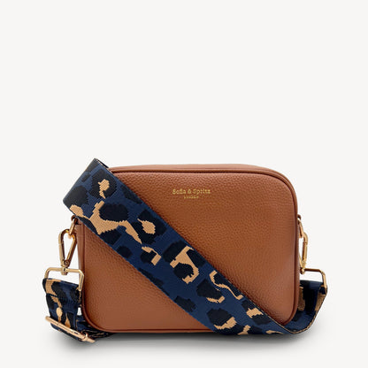 Correa de leopardo azul marino y dorado - Banda elegante con estampado de leopardo
