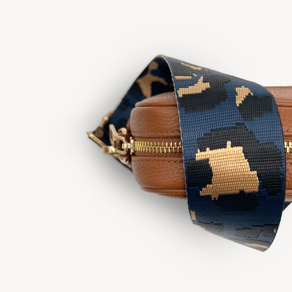 Correa de leopardo azul marino y dorado - Banda elegante con estampado de leopardo