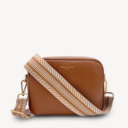 Correa azteca de rayas beige y blanco - accesorio boho chic