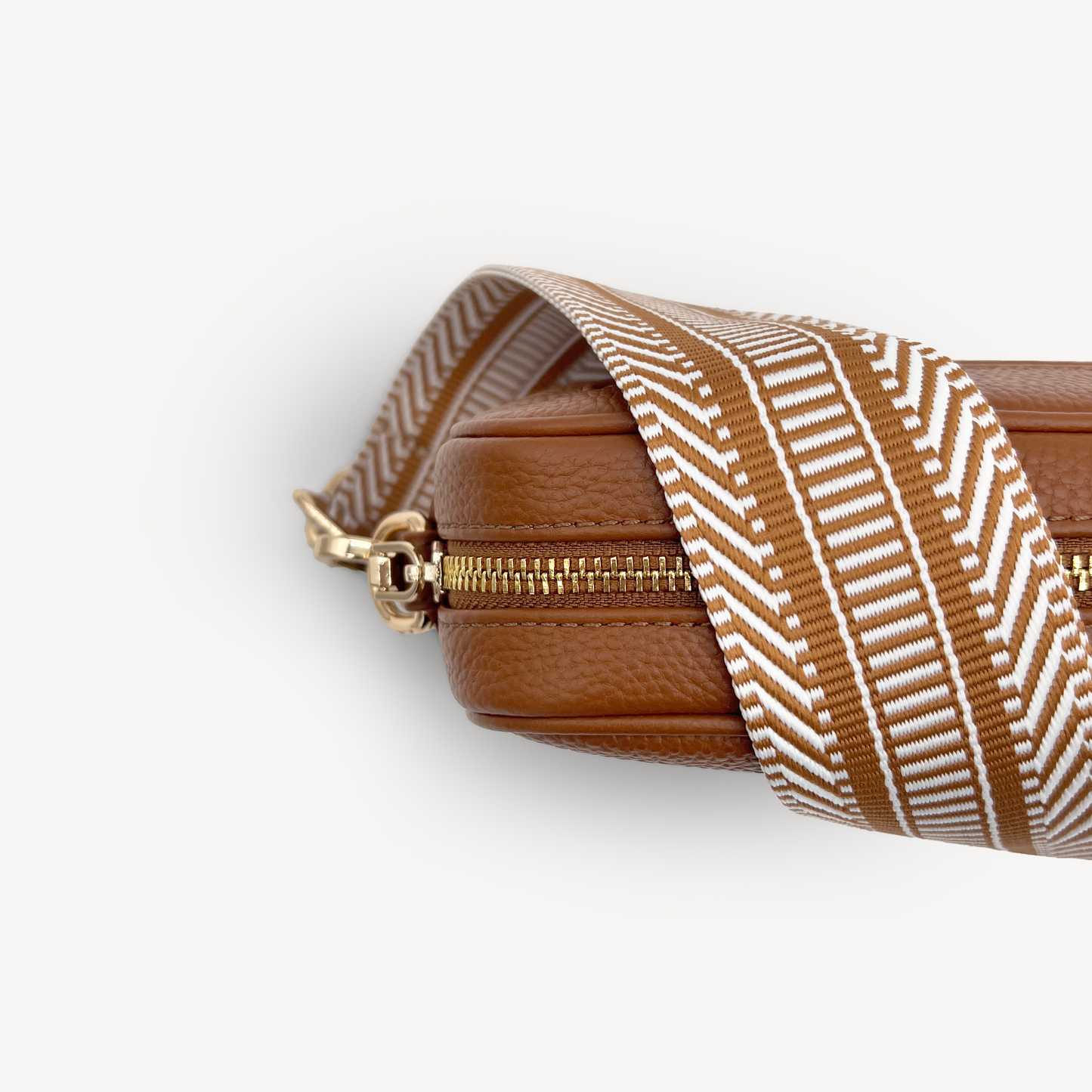 Correa azteca de rayas beige y blanco - accesorio boho chic