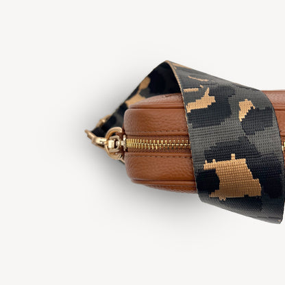 Correa con estampado de leopardo gris y dorado
