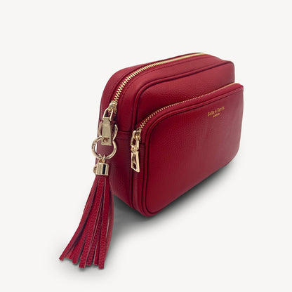 Bolso bandolera Alba en rojo cereza profundo e intenso