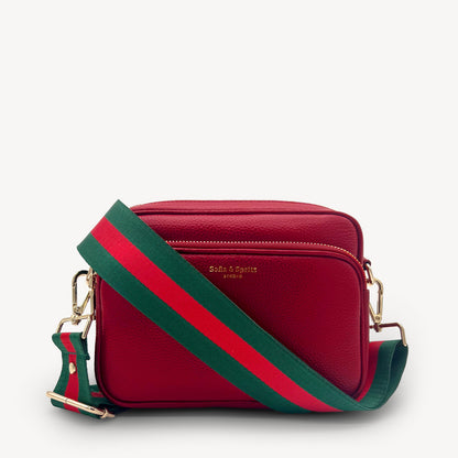 Correa de rayas verdes y rojas vibrante - Accesorio audaz y llamativo
