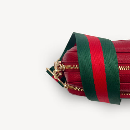 Correa de rayas verdes y rojas vibrante - Accesorio audaz y llamativo