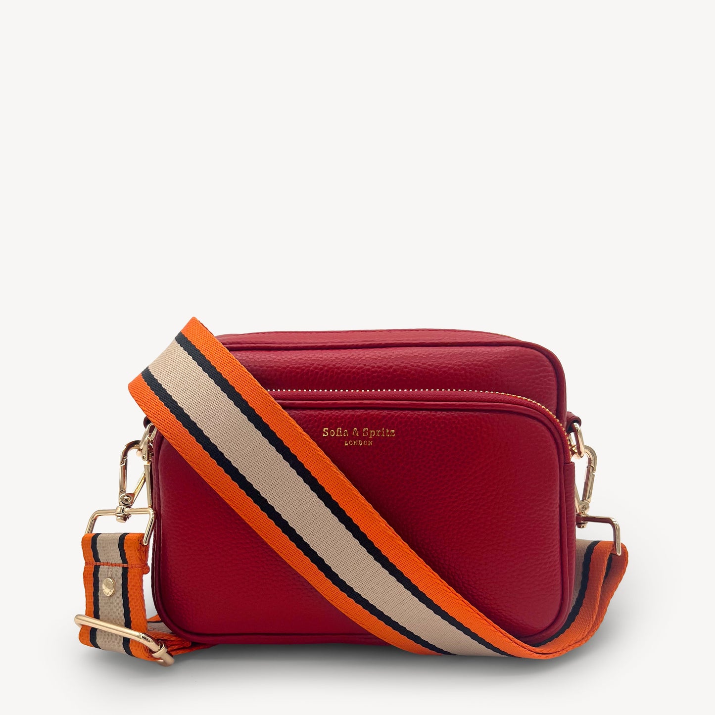 Correa a rayas naranja, beige y negro