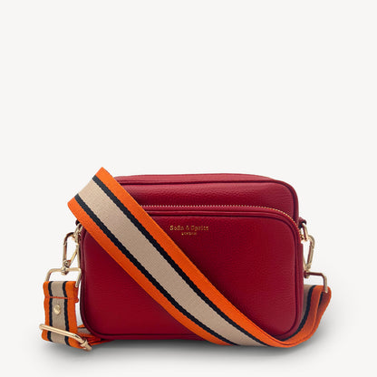 Correa a rayas naranja, beige y negro