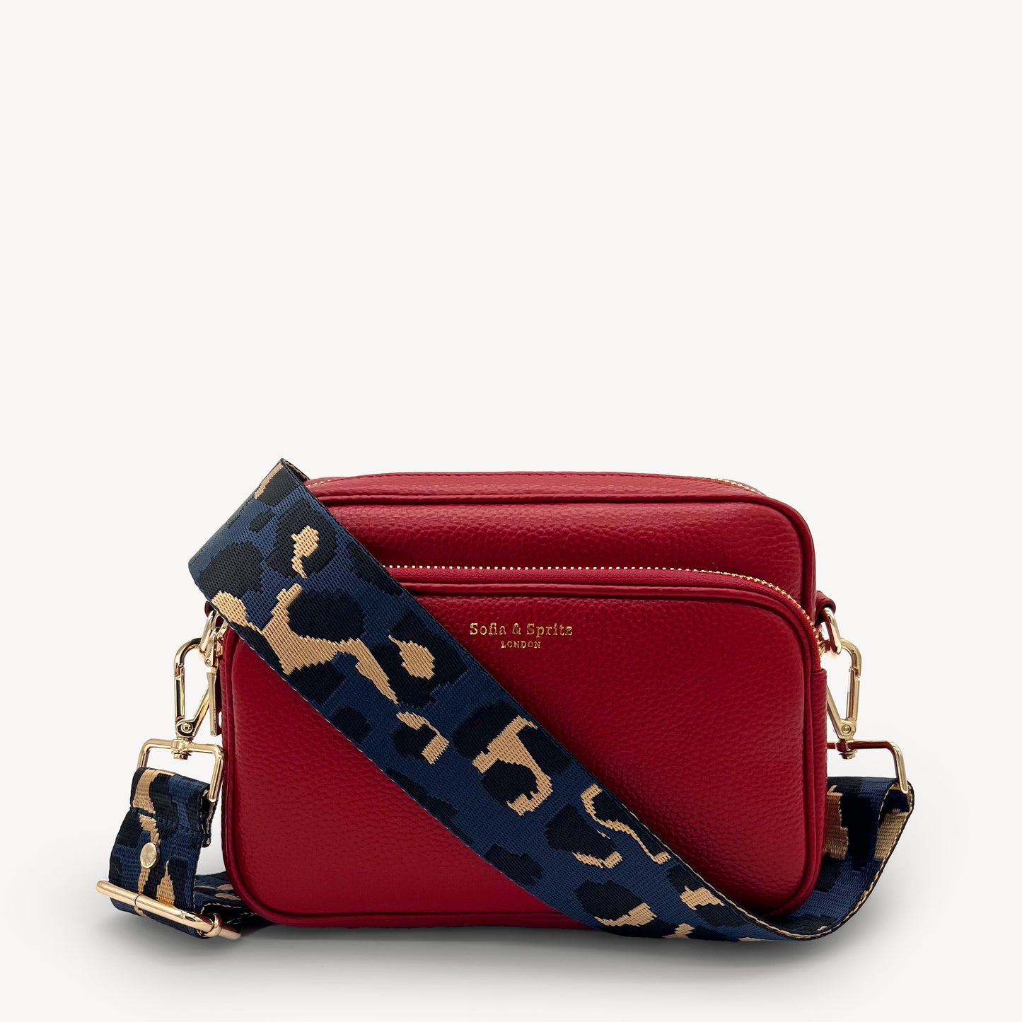 Correa de leopardo azul marino y dorado - Banda elegante con estampado de leopardo