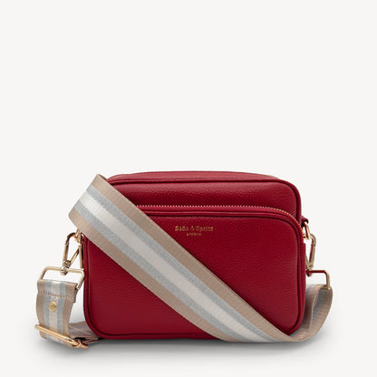 Correa a rayas champán y plata — accesorio lujoso y elegante