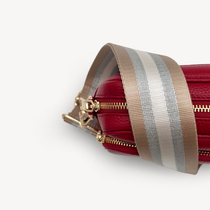Correa a rayas champán y plata — accesorio lujoso y elegante