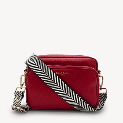 Correa elegante en negro y blanco con diseño chevron