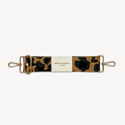 Correa dorada y gris con estampado de leopardo - Accesorio de lujo