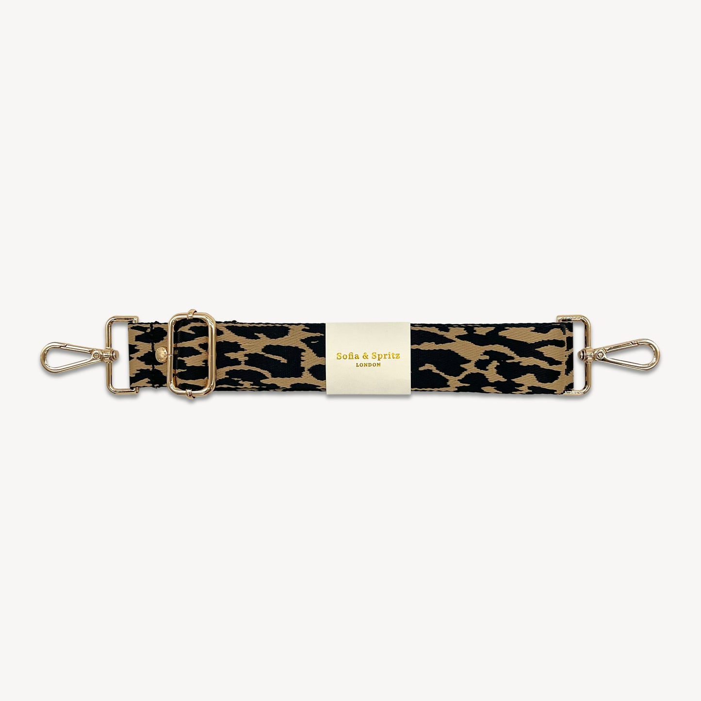 Correa negro y beige con estampado de leopardo - Accesorio elegante con estampado de leopardo