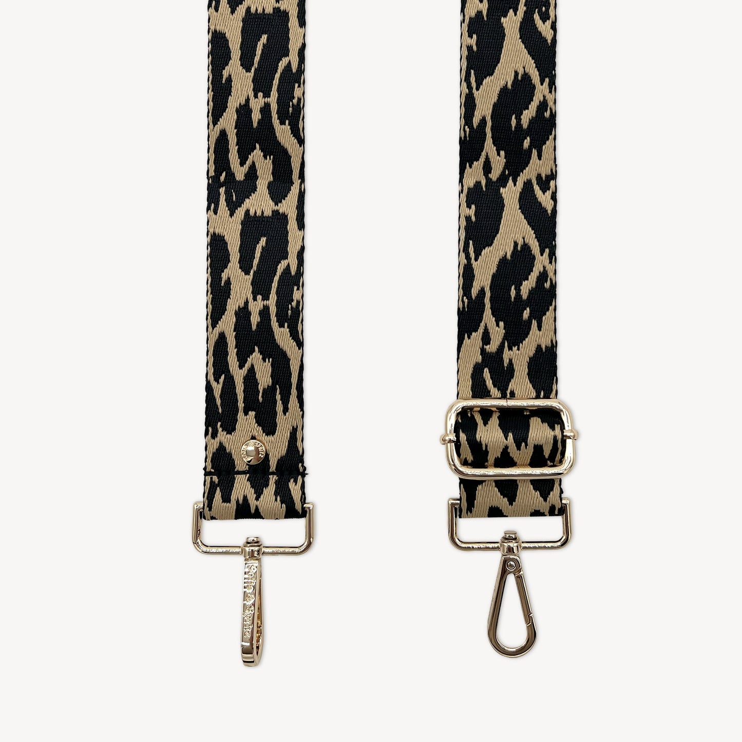 Correa negro y beige con estampado de leopardo - Accesorio elegante con estampado de leopardo