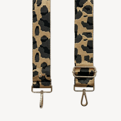 Correa dorada y gris con estampado de leopardo - Accesorio de lujo