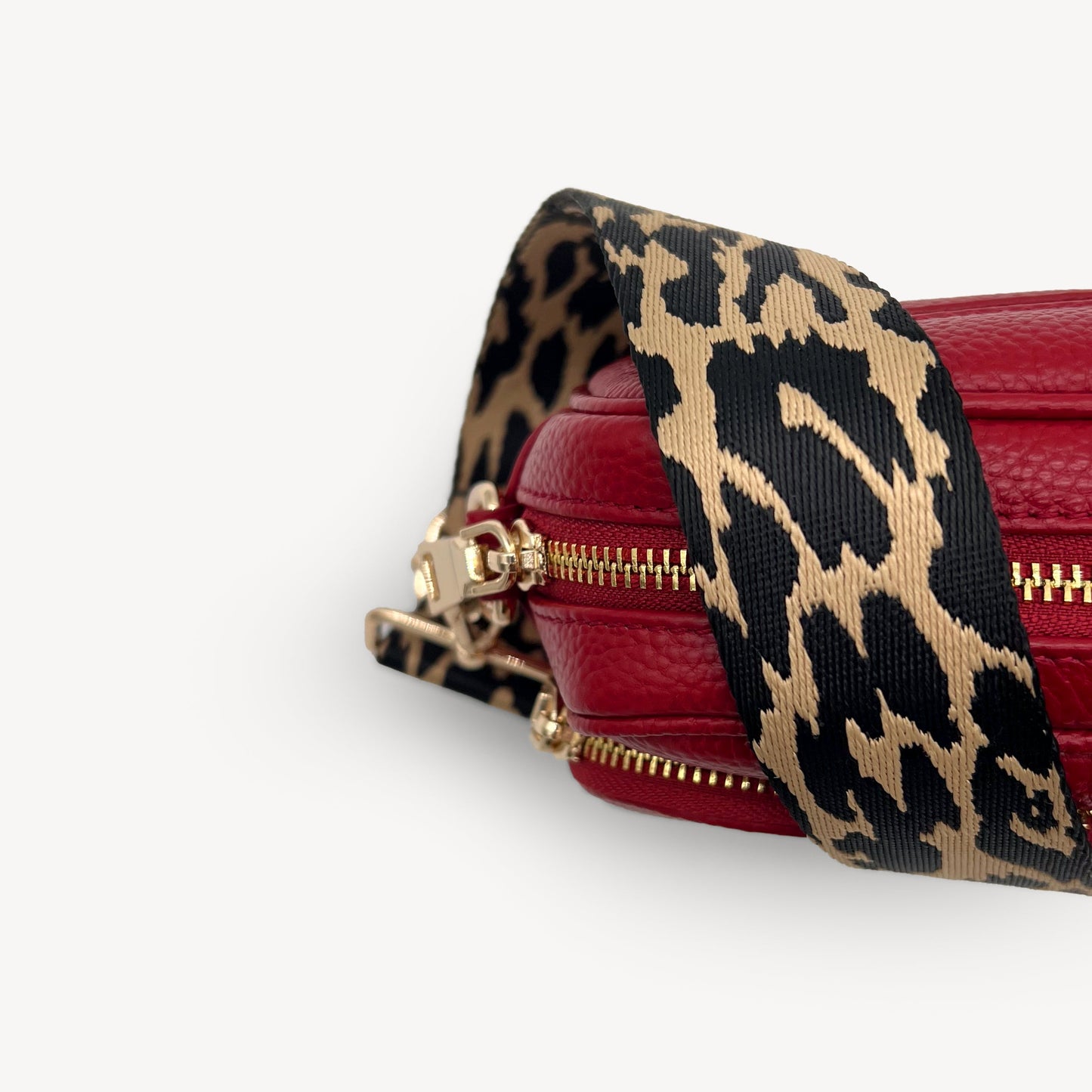 Correa negro y beige con estampado de leopardo - Accesorio elegante con estampado de leopardo