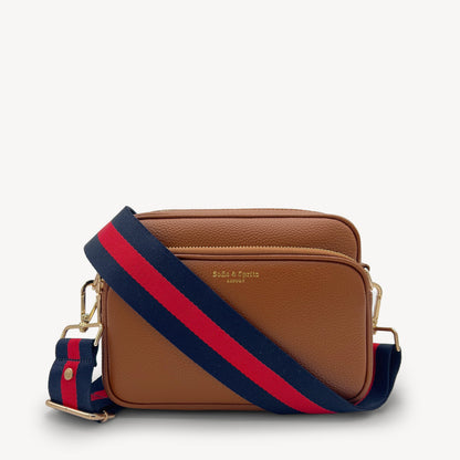 Correa de rayas azul marino y rojas — estilo audaz y clásico a rayas