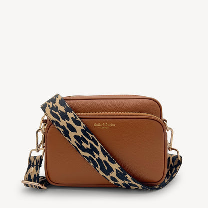 Correa negro y beige con estampado de leopardo - Accesorio elegante con estampado de leopardo