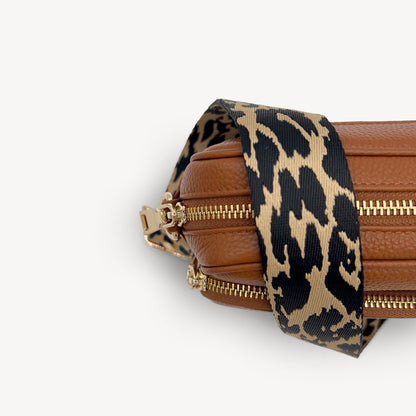 Correa negro y beige con estampado de leopardo - Accesorio elegante con estampado de leopardo