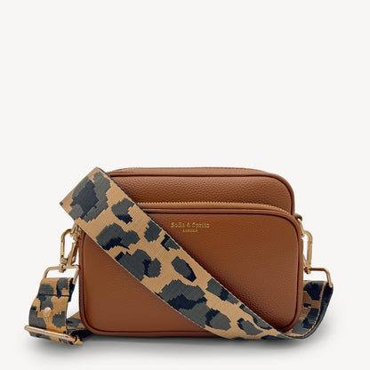 Correa dorada y gris con estampado de leopardo - Accesorio de lujo