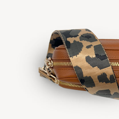 Correa dorada y gris con estampado de leopardo - Accesorio de lujo
