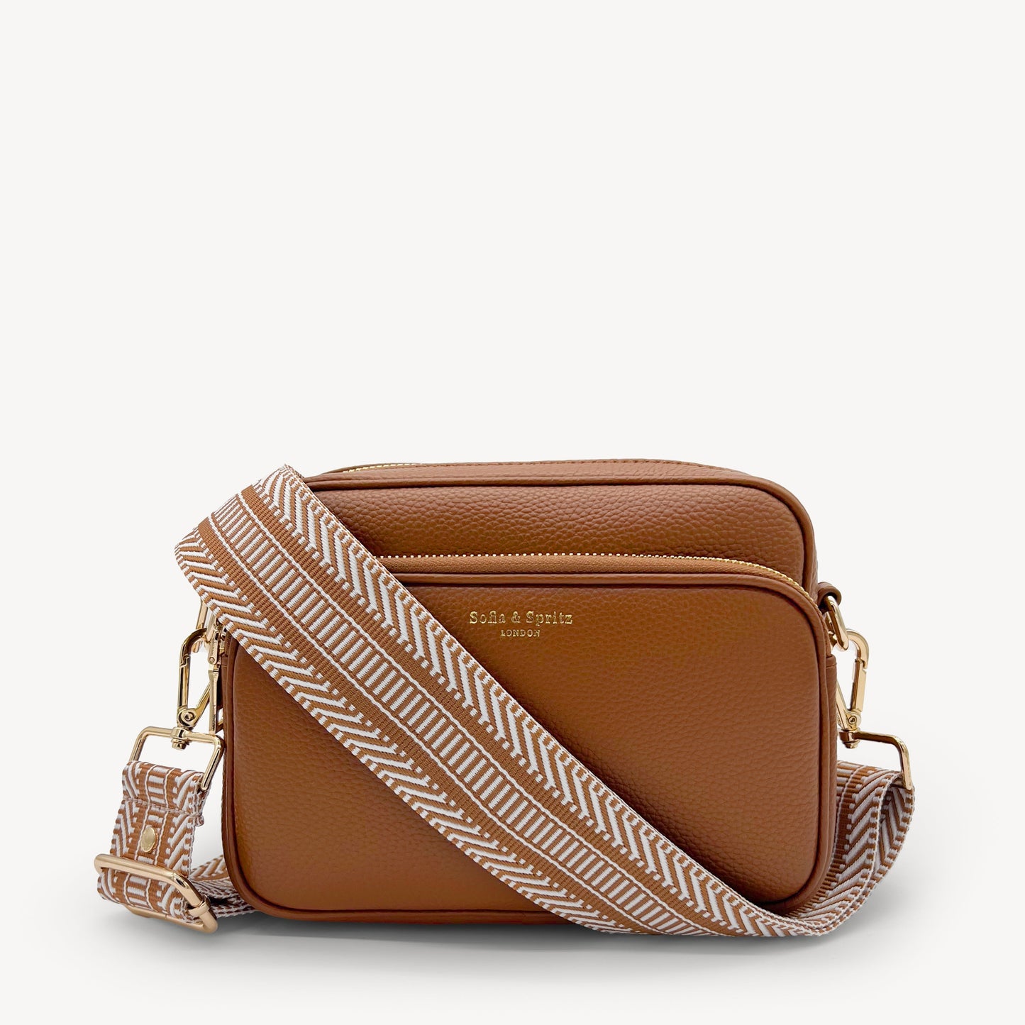 Correa azteca de rayas beige y blanco - accesorio boho chic