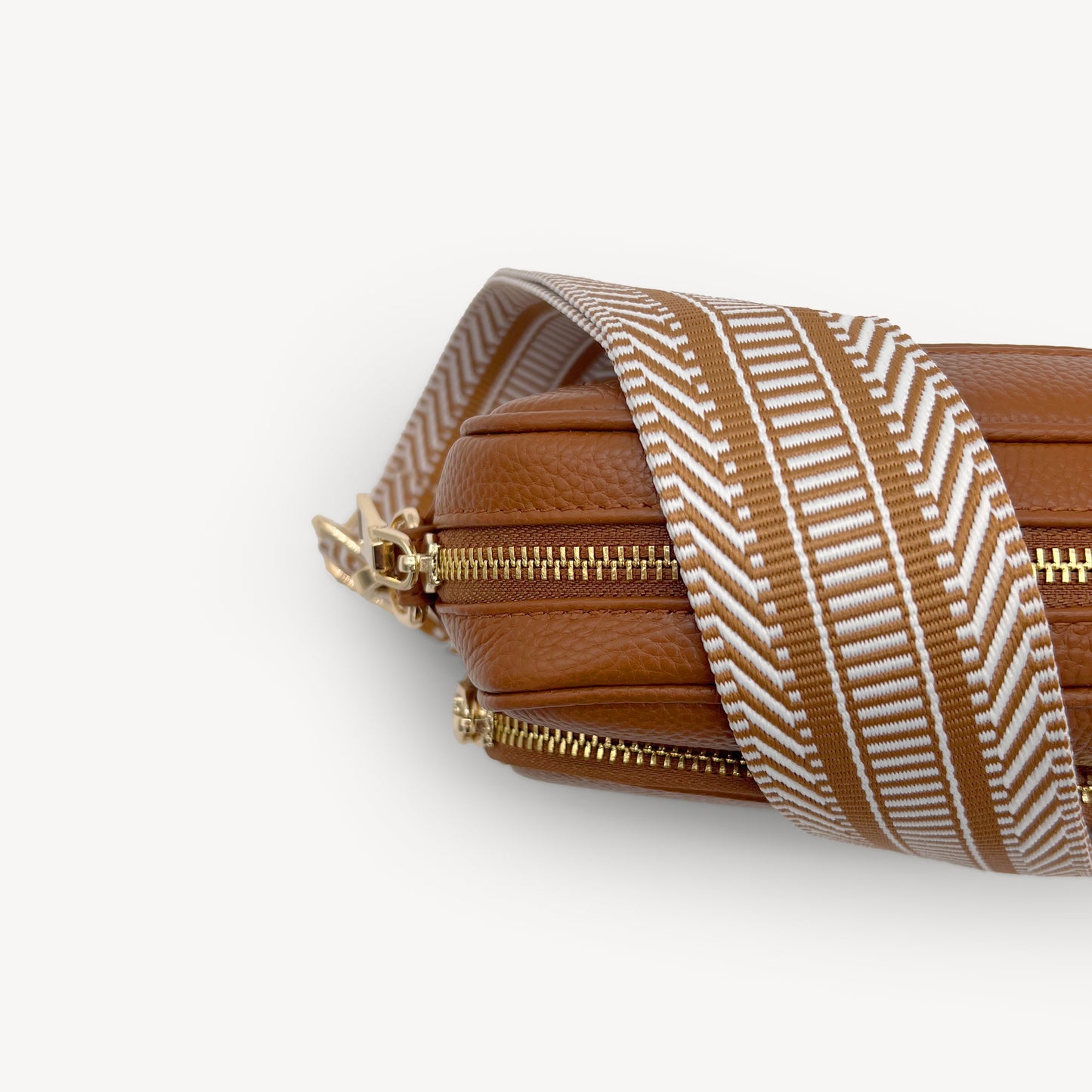 Correa azteca de rayas beige y blanco - accesorio boho chic
