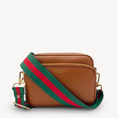 Correa de rayas verdes y rojas vibrante - Accesorio audaz y llamativo